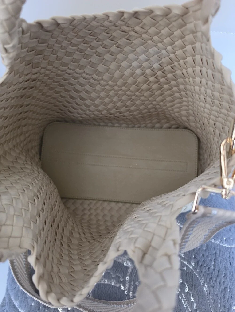 Cream Woven Tote Bag with Adjustable Straps